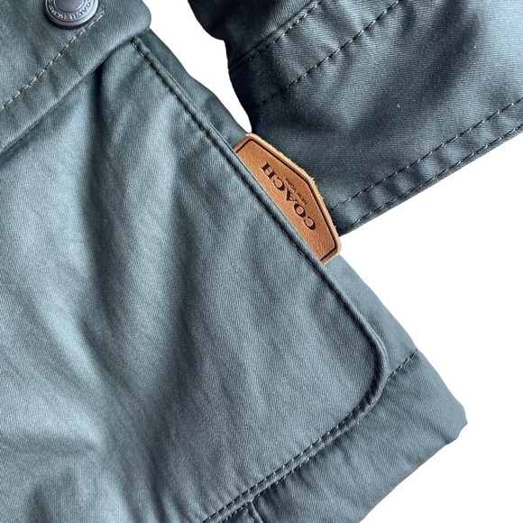 COACH Women’s Size XS Belted Olive Green Mid Length Trench Coat jacket - Picture 6 of 10